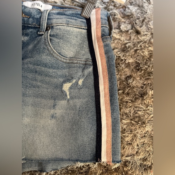 Pistola High Rise Cutoff Denim Shorts with Side Stripe: SIZE 26 - Picture 4 of 5